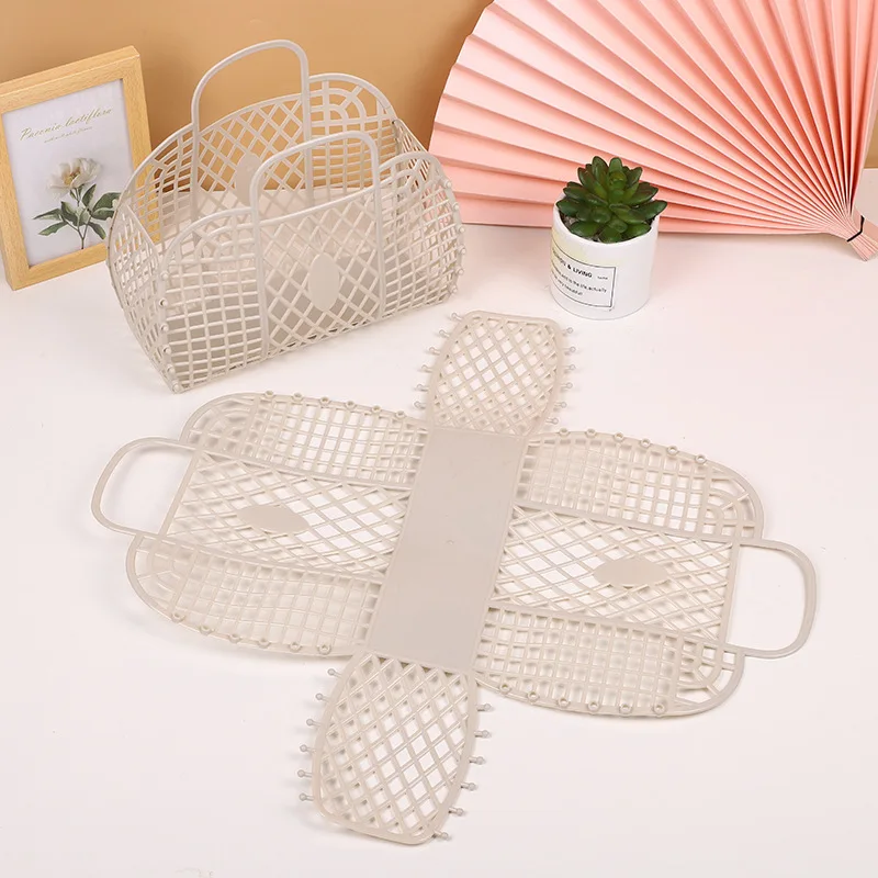 

Wholesale Small Candy Jelly Bag Basket PE Plastic Storage Basket Kids Women Hand bags 2022, Beige, pink,blue,purple