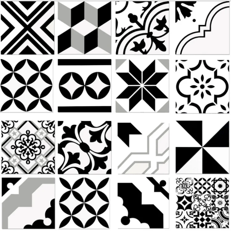 
bathroom black and White Spanish Pattern Ceramic tiles OEM chinese factory 