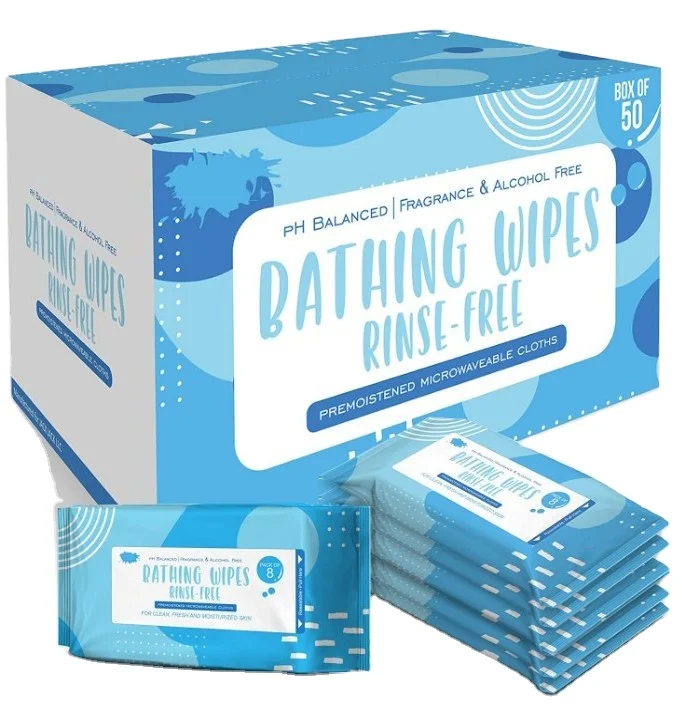 

8 Count Packed Body Wipes No Rinse Bathing Wipes for Adults Disposable Shower Wipes
