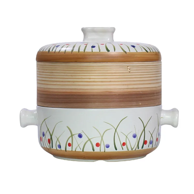 

Durable modern style Japanese bamboo steamer casserole ceramic heat-resistant kitchen soup pot, Multiple colour