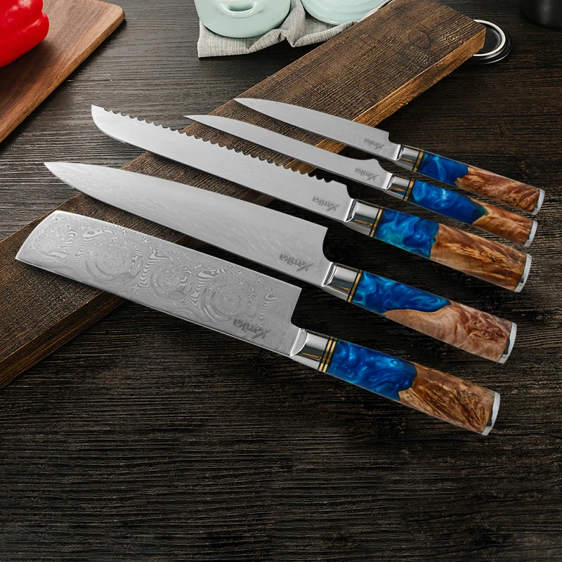 

Hot Sale Stainless Steel japanese chef Damascus Kitchen Knife Set