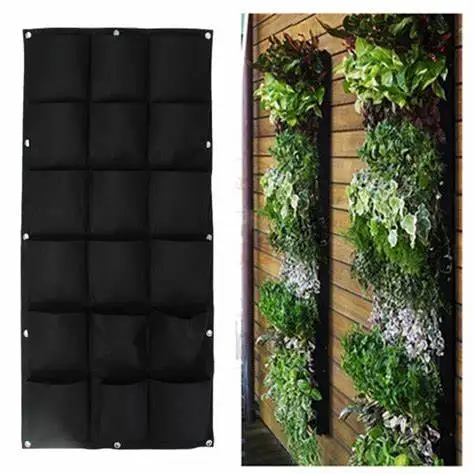 

nonwoven fabric wall hanging pockets green plant vertical garden felt growing bag, Customized color