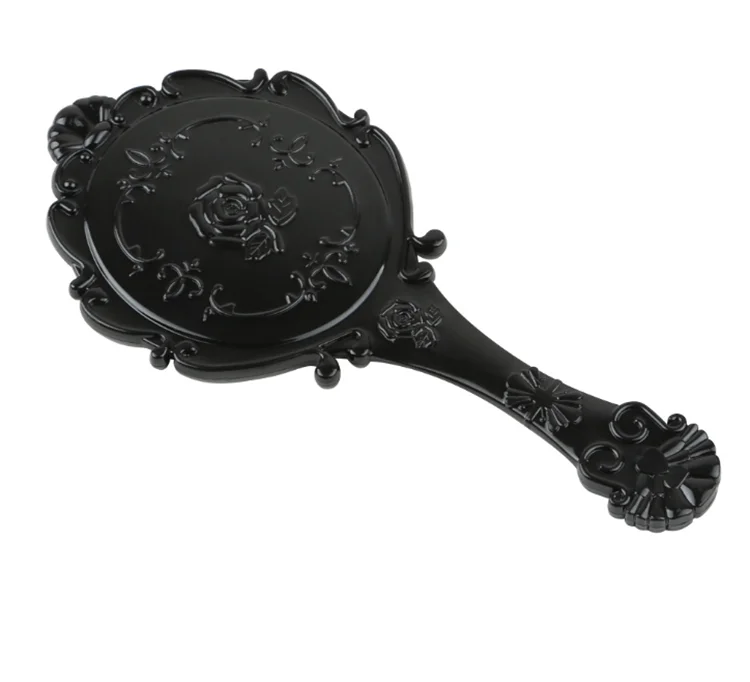

2020 Rose Hand Mirror Cheap Promotion Gifts Makeup Compact Mirror for Girls, Black/white