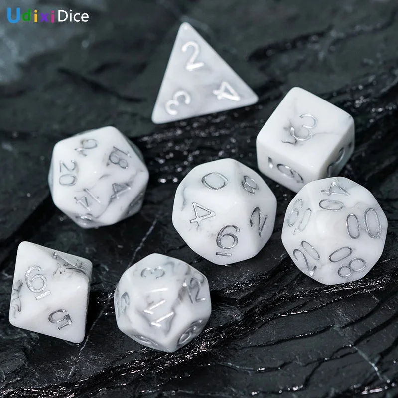 

Udixi Black Stone Pattern Resin Dice for DND RPG MTG Board or Card Games Dungeons and Dragons Polyhedral Dice Set