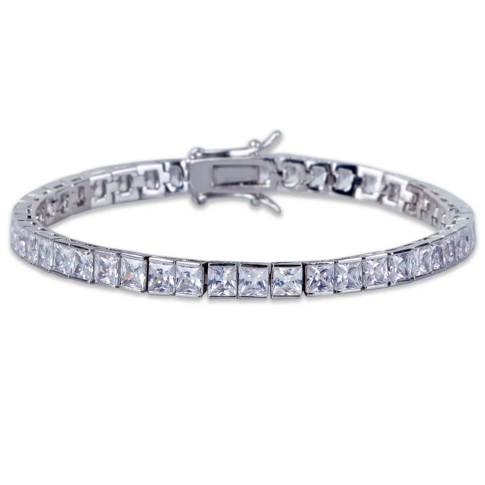 4mm 6mm Temperament Round Crystal Zircon Bracelets square Shape Copper Zircon Iced OutTennis Chain Bracelet Hip Hop Jewelry
