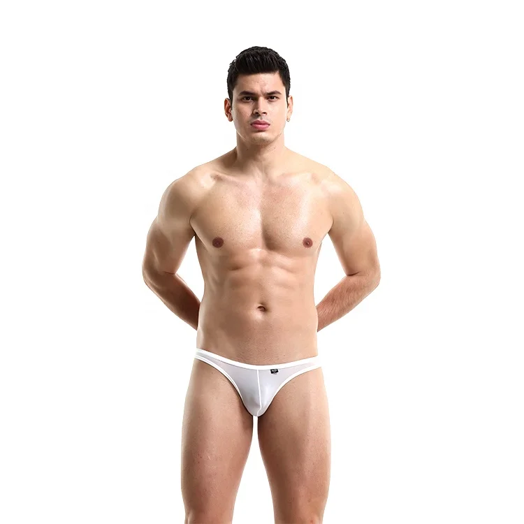 

Cheap Price Men's Sexy Underwear Ice Silk Thong Low Waist Youth Solid Color Briefs