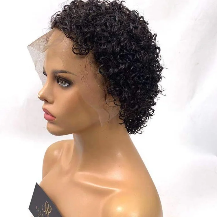 

New arrival 2020 short human hair toupee pixie human hair lace front wig 13x6 fast delivery