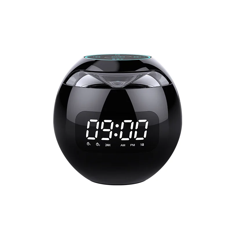 

Digital Alarm Clock Speaker Mini Ball Shape Wireless Blue Tooth Speaker Atmosphere Coloured Light LoudSpeaker