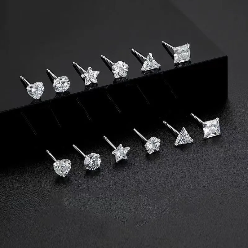 925 Sterling Silver Love Earrings Women's Light Luxury Star Earrings Light Luxury Women's Korean Earrings