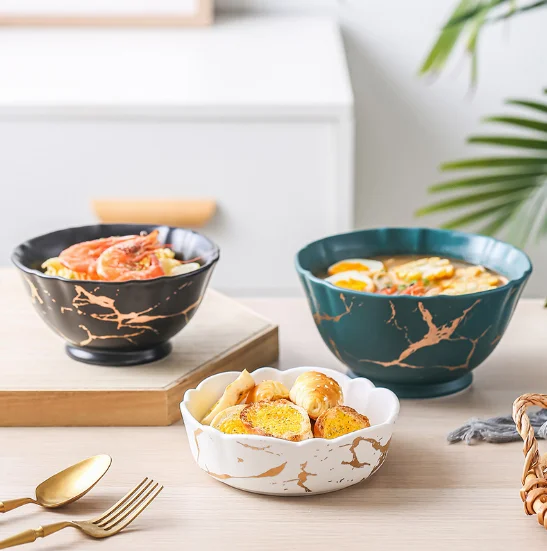 Ceramic Bowl 5" 6" 7" 8" Porcelain Salad Bowl Noodle Bowl Pasta