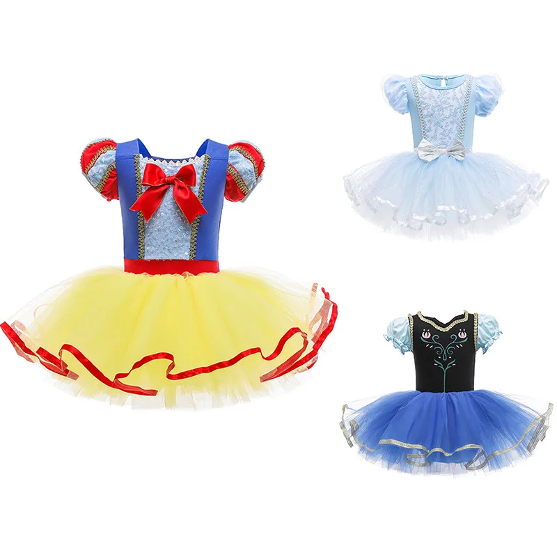 

Kids Small Baby Clothes Girl Dress Princess Elsa Snow White Cinderella Tutu Dress for Christmas Birthday Parties, Blue purple yellow