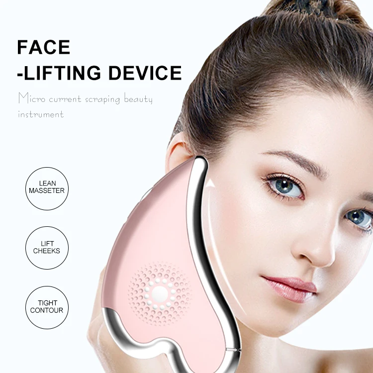 

2021 new arrival face lifting massager electric wrinkle removal beauty instrument guasha tool vibrating machine, Pink or custom