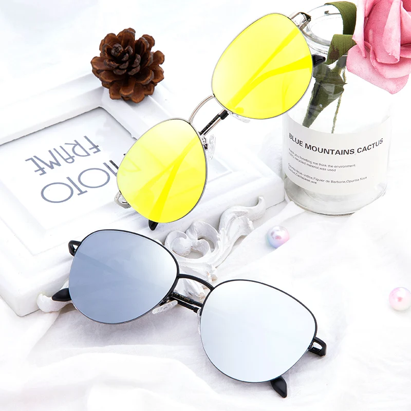 

2020 Manufacture Designed Mirrored Lenses Original Semi-Rimless Round Metal UV Polarized Sunglasses Sun Glasses