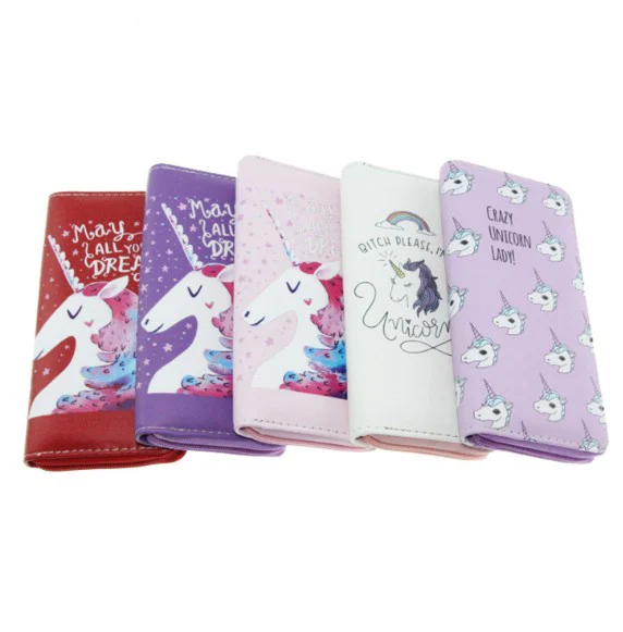 

Digital print clutch bag PU unicorn print women wallet fashion custom carteras designer wallets for women, 11 colors(pls see below color cards)