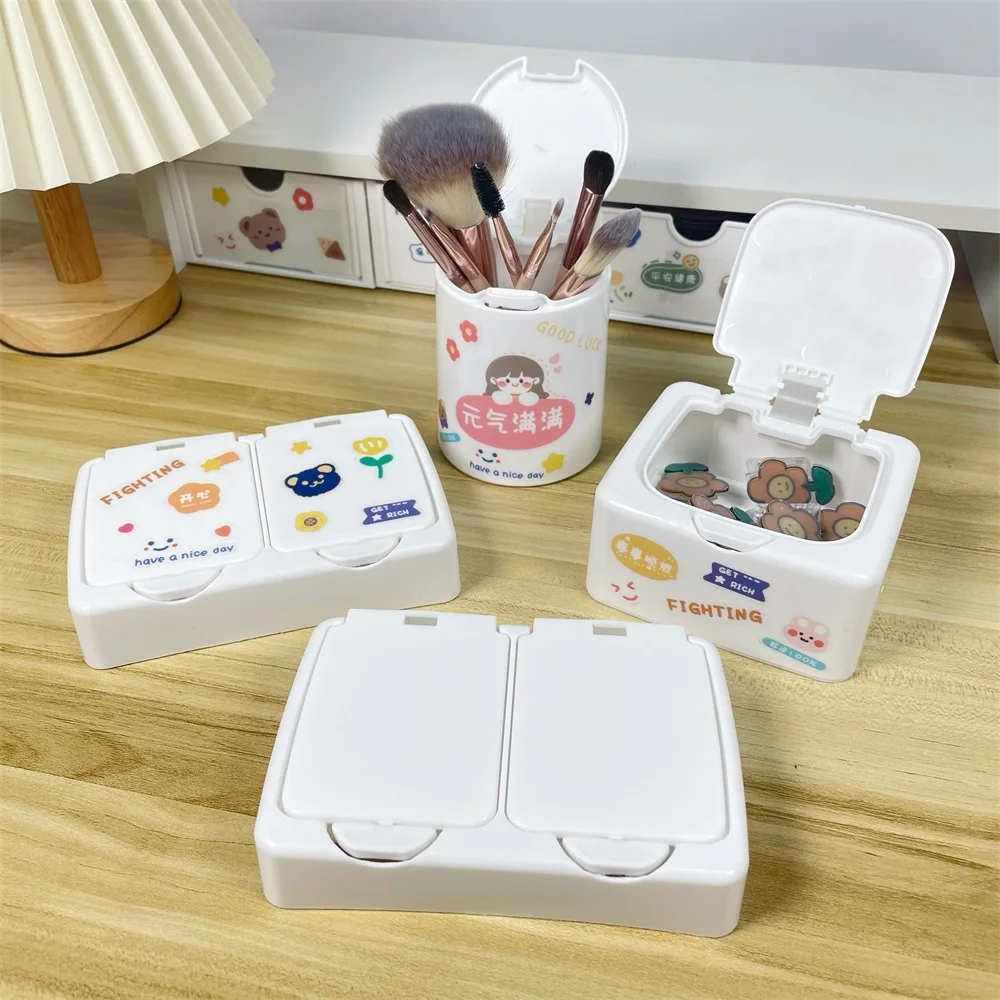 

Plastic Mini Desktop Storage Box Factory Price Office Supplies Desk Organizer Stationery Storage Box With Cover