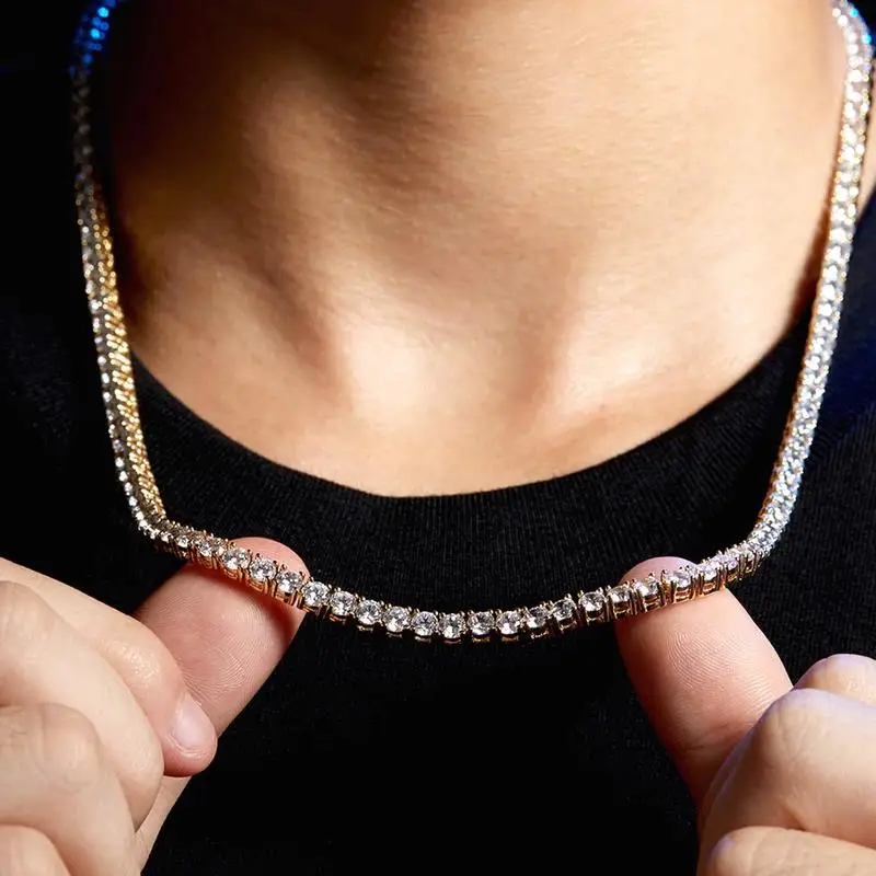 

Wholesale Jewelry Iced Out Cubic Zirconia Chain Men Women Silver White Gold Plated CZ Diamond Tennis Necklace Bracelet, Gold/silver