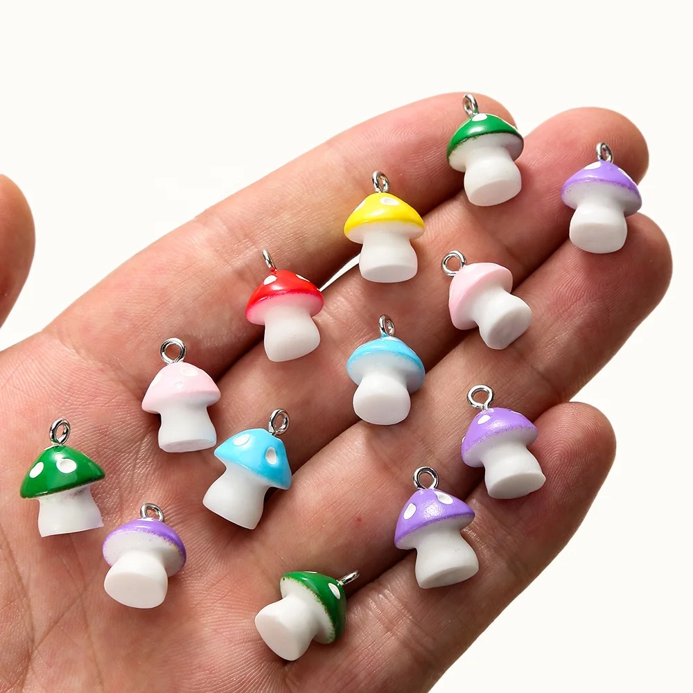 

Cute Cartoon Mini Mushroom Resin Charms Simulated Vegetable Pendants For Handmade Necklace Jewelry Making Accessories, Colour mixture
