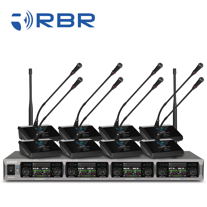 

Multi channel bm7078 UHF 8 channel Gooseneck Conference Wireless Microphone System with 600 frequencies