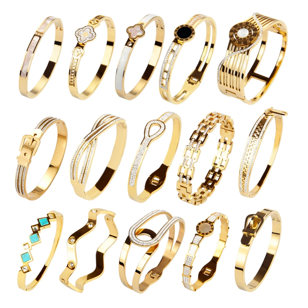 

Fashion gold-plated jewelry gift accessories wholesale various patterns stainless steel bracelet women