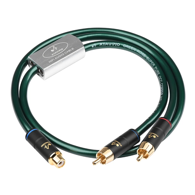 

ATAUDIO HIFI rca Audio Cable Male To Female Rca Cable Hifi OCC Rca To 2rca Cable, Green
