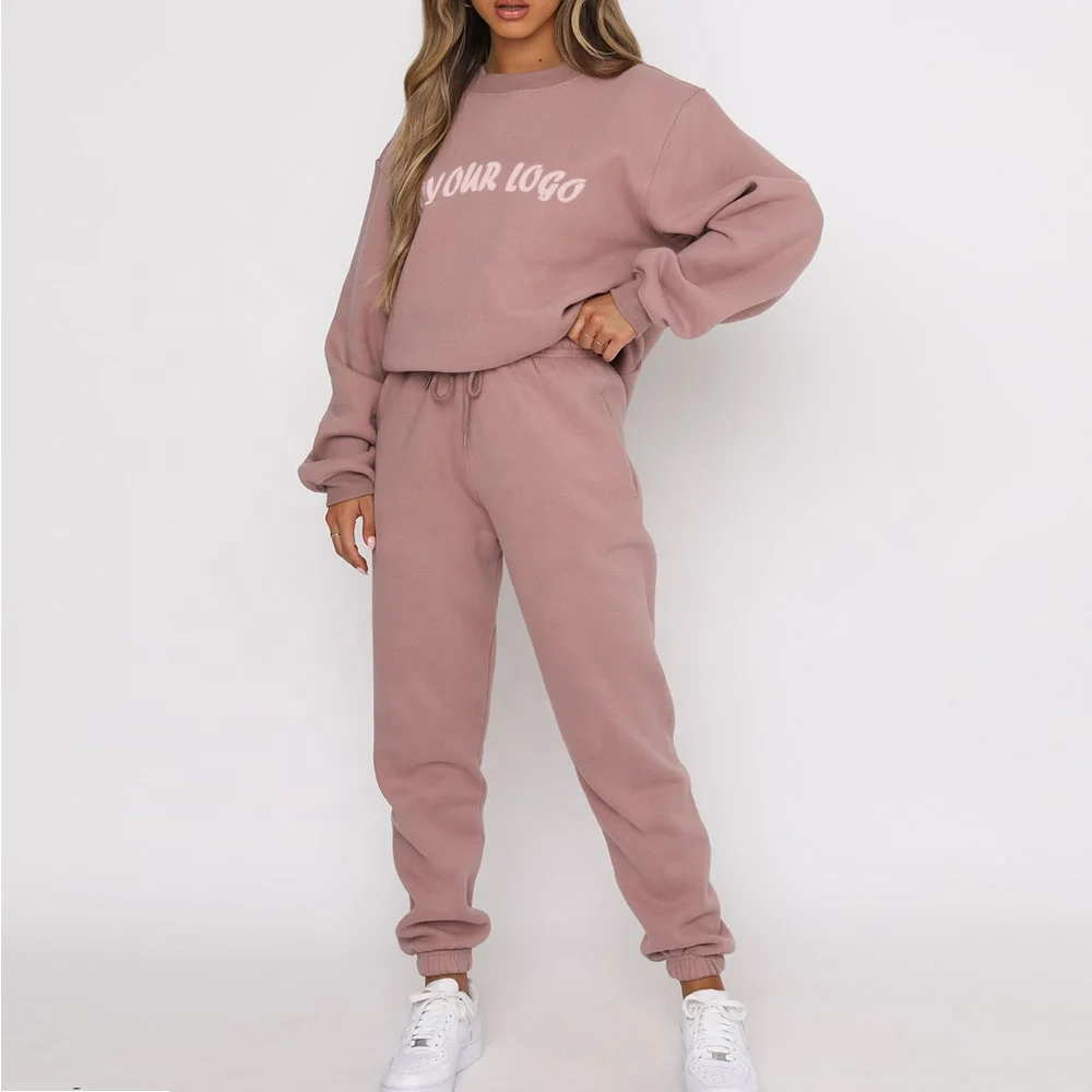

New Arrival Track Suits Women Solid Color Casual Pullover Pants Set Ladies 2 Piece Outfits