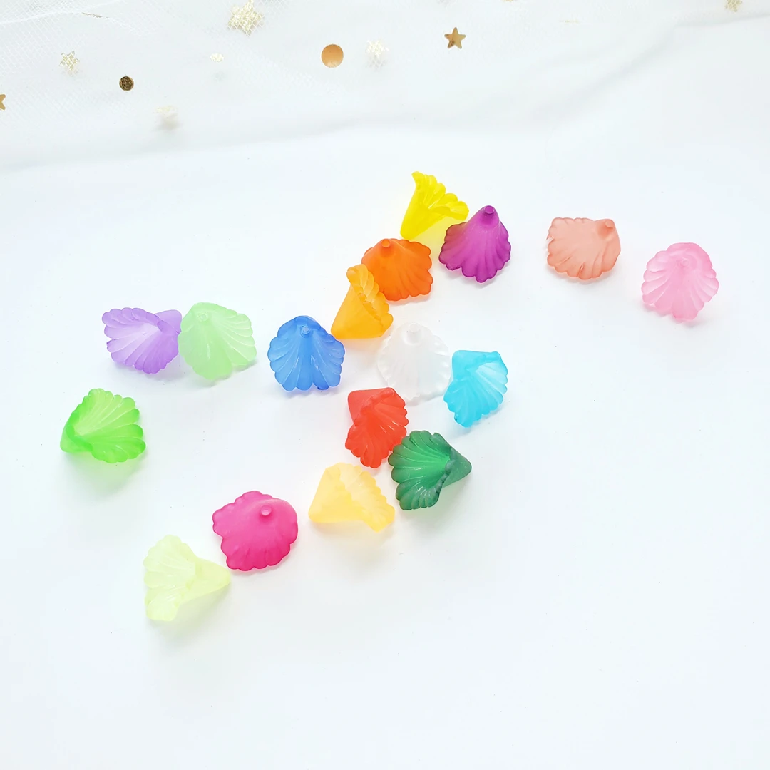 

New Acrylic Multi color Morning Glory3D Frosted Floral Blade Leaf Beads for Earring or DIY Fashion Jewelry Necklace Bracelet, Various(can select)