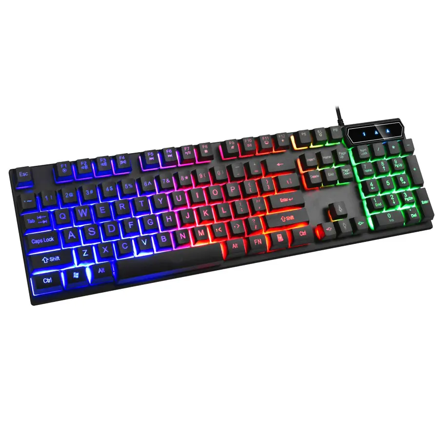 

Amazon Hot Selling 3 LED RGB Lighting Modes Mechanical Feeling Keyboard 104 Standard Keys Wired Gaming Keyboard for PC/MAC, Black