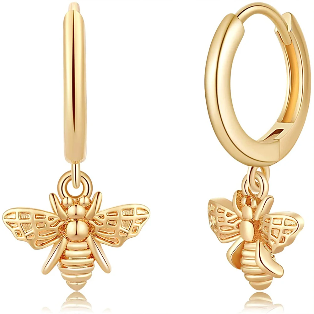 

Fine Jewelry Joacii 925 Sterling Silver Large Bumble Bee Hoop Shape Earrings Custom 14K Gold Plated