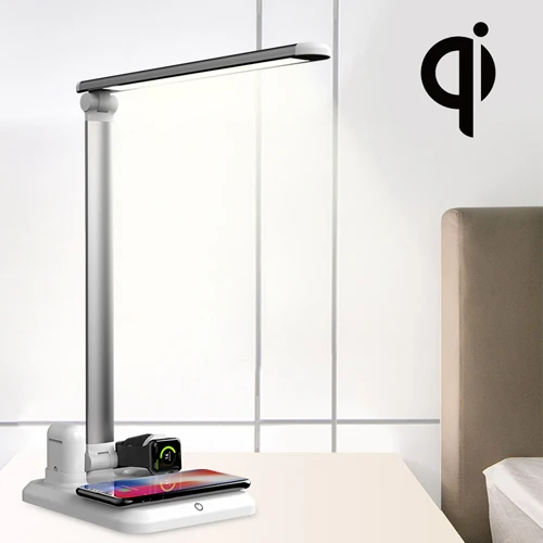 

LED Desk Wireless Charging Lamp, with USB Port 4 in 1 Multifunctional Eye-Caring Table Lamp Charging Pad
