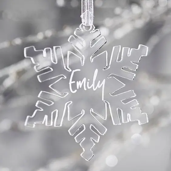 Acrylique Arbre de Noël décoration de flocons de neige découpé au laser 3 mm Blanc Perspex 