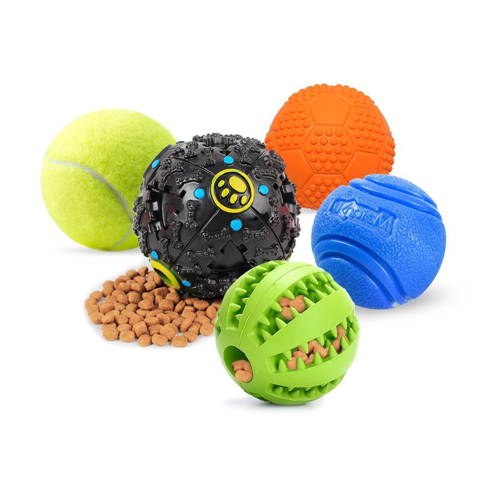 

Kinyu Ineractive Durable Squeaky Training Tennis Ball Rubber Chew Toy Ball Treat Feeder Dog Ball, Selected or customized color