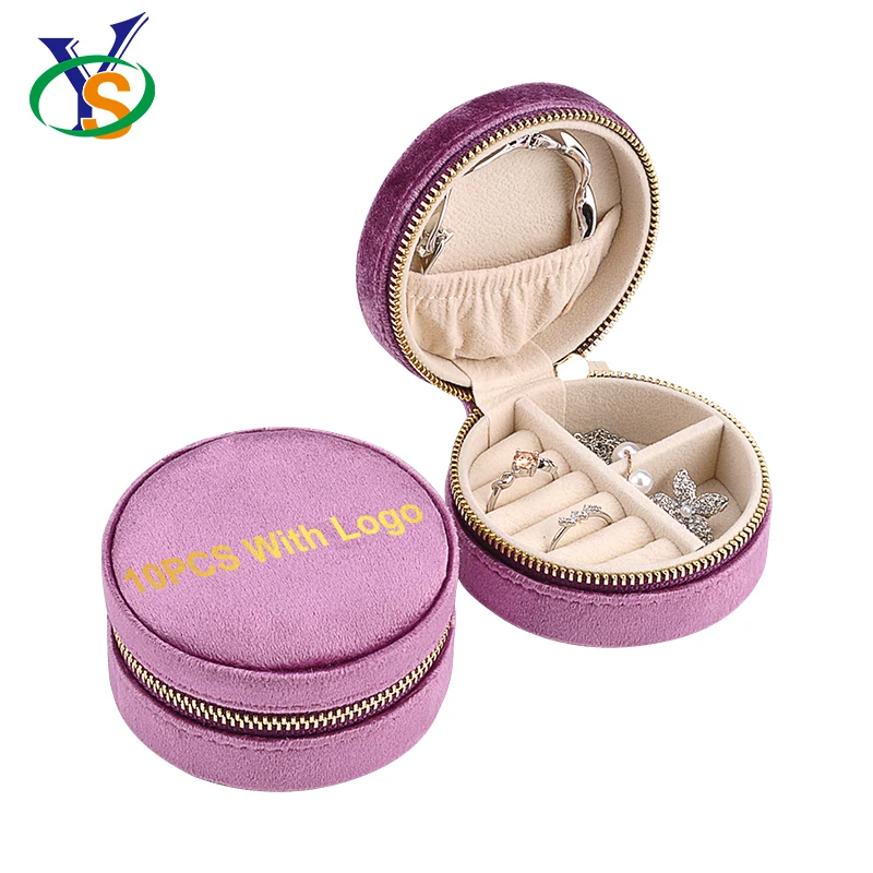 

Best selling round purple velvet shenzhen jewelry box stones travel organizer funky jewellery boxes, Pink/black/rose red/beige