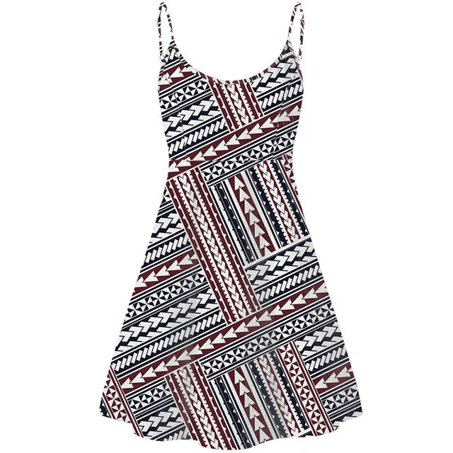 

Wholesale Women Dresses Casual Summer Polynesian Tradition Tribal Hibiscus Print Custom Sexy Dresses 2021 Beachwear Dresses, Customized color