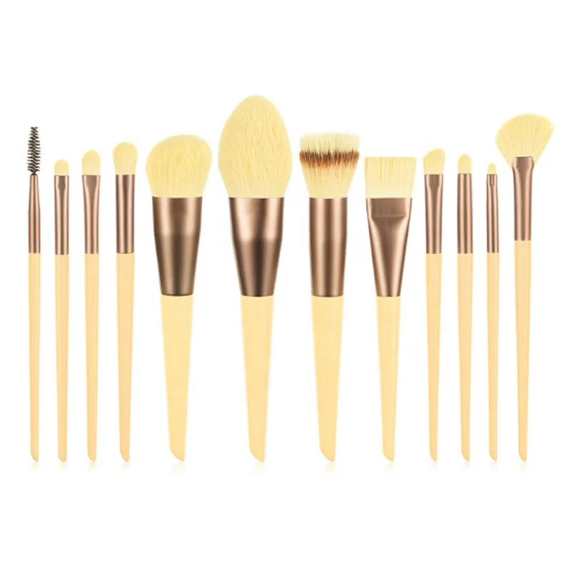 

Hot Sale 10pcs Cheese Color Makeup Brush Set Foundation Sculpting Powder Eyelash Brush Cosmetic, Yellow
