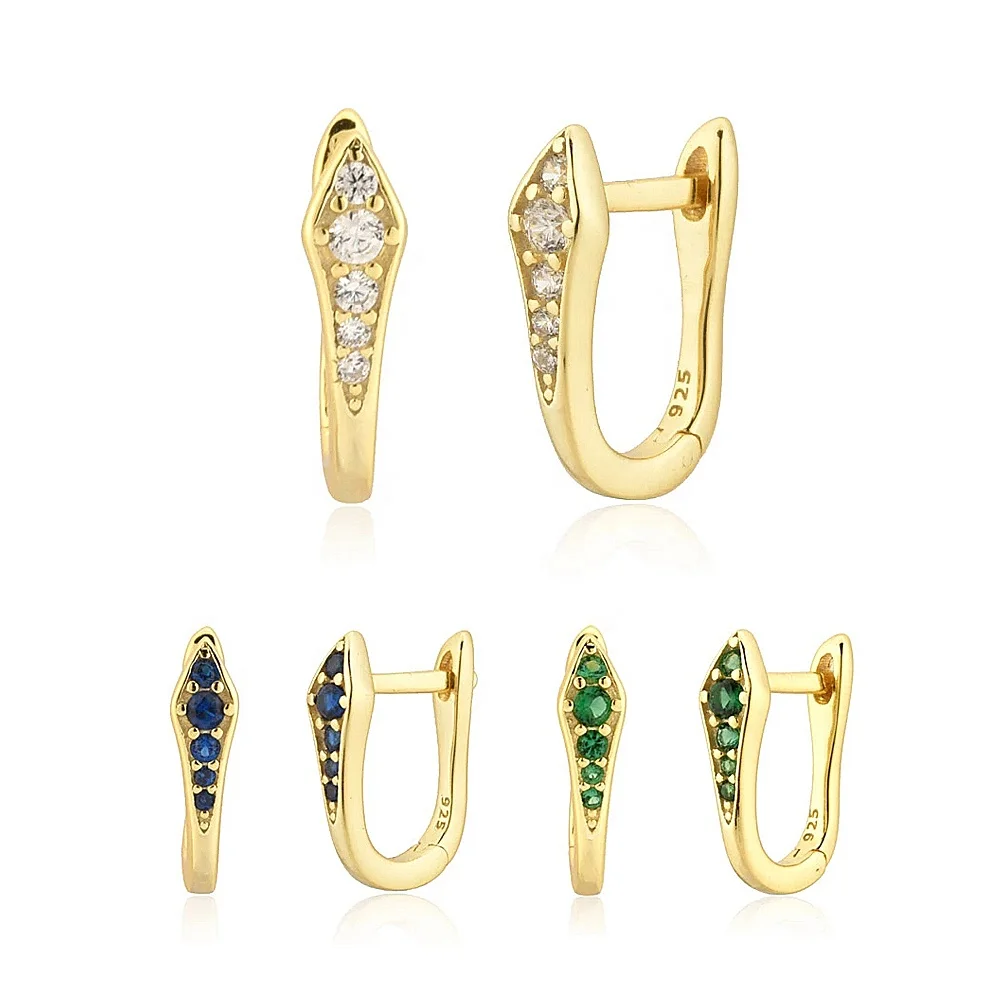 

925 Sterling Silver Gold Snake Circle Huggies Hoops Women Fashion Luxury Jewelry 2021 Rock Punk Crystal Loops Piercing