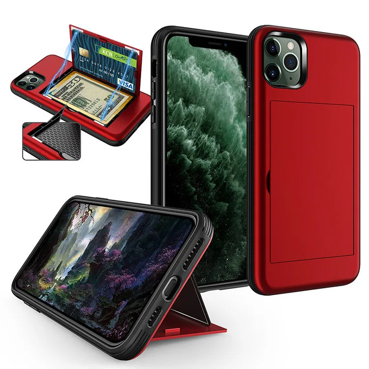 

2020 hot selling phone back cover shockproof hard credit card slot phone case for iPhone 11 pro max