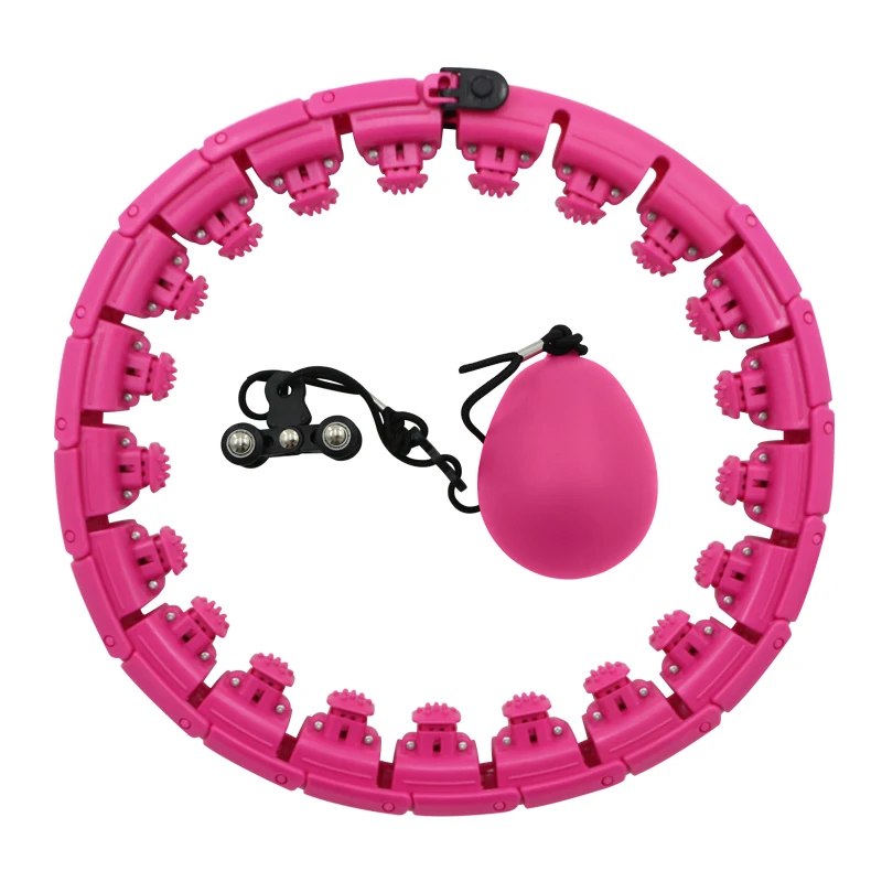 

Weighted Hola Hoops exercising 2 in 1 abdomen fitness weight loss massage Detachable Knots Adjustable for adult and kids, Pink