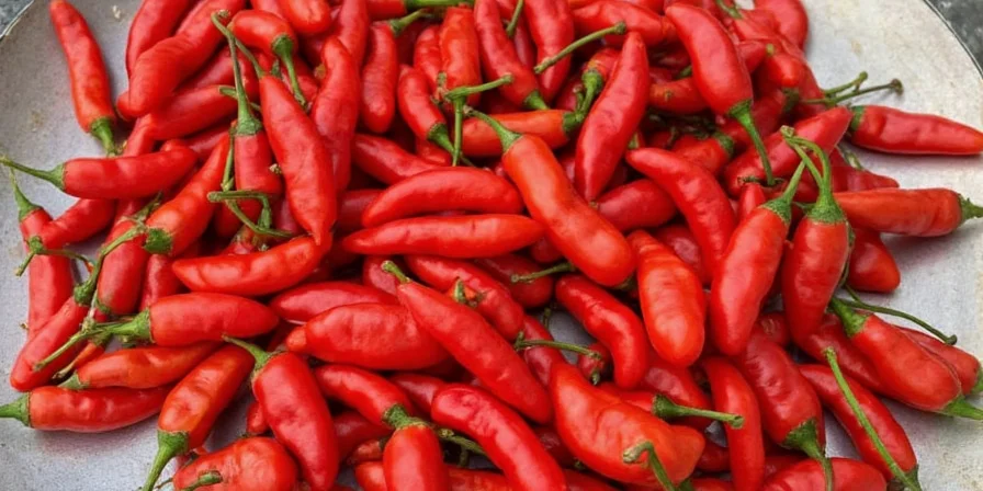 Hands wearing gloves chopping red serrano peppers on a cutting board