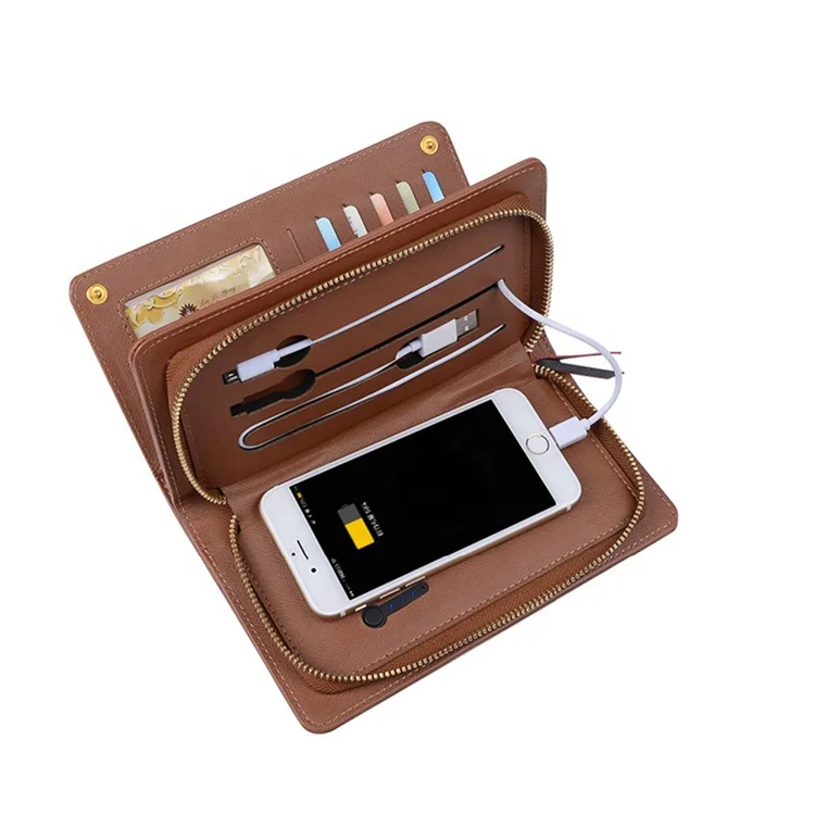 Кожаный бумажник powerbank, мужской кошелек с powerbank оптом