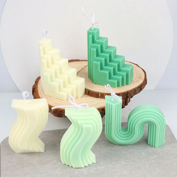 

3D Korean Candle Silicone Molds Morandi Abstract Architectural Geometric Line Wave Candle Making Scented Handmade Candle Tools