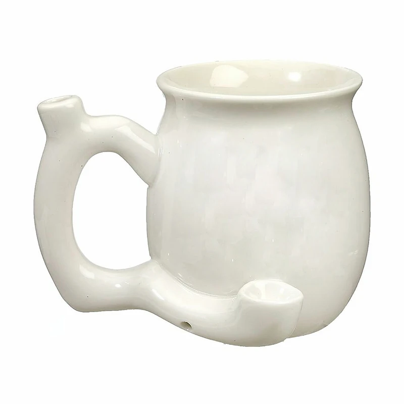 

Luxury White Ceramic Pipe Mug Customized Logo Weed Pipe Coffee Mug With Pipe, Stock / custom