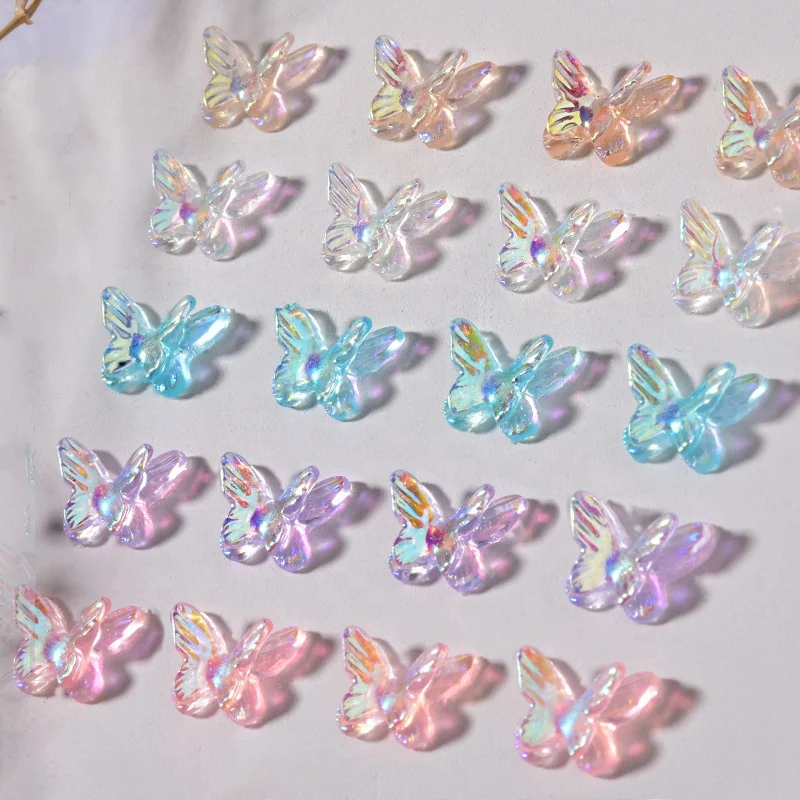 

Paso Sico 8pcs/bag 11*8mm Small Cute 3d Double Layer Shimmer Nail Art Charms Butterfly