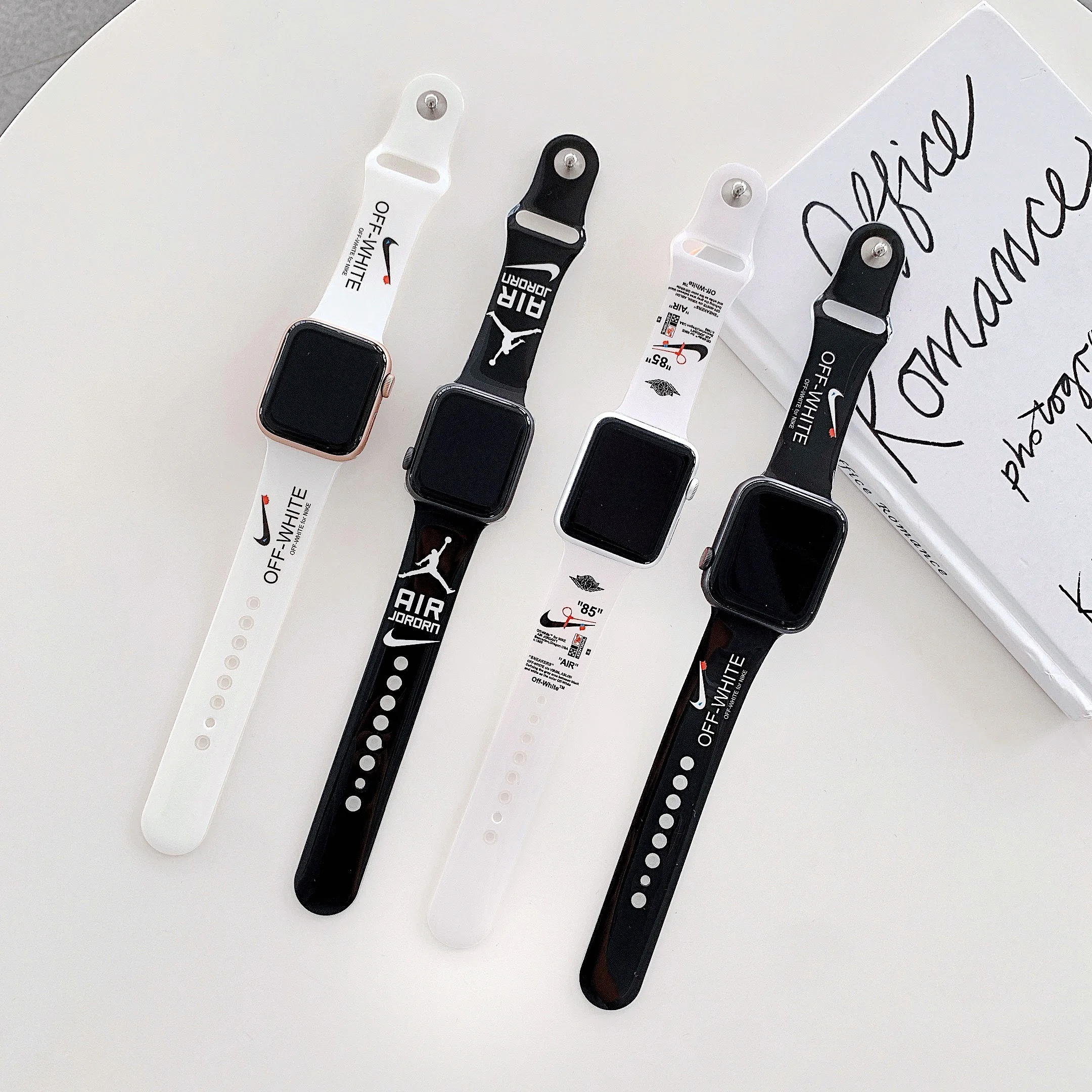 

New 38mm 40mm 42mm 44mm Customized Soft Printed Silicone Watch Strap Bands For Apple Iwatch Series 6 5 4, Multi colors
