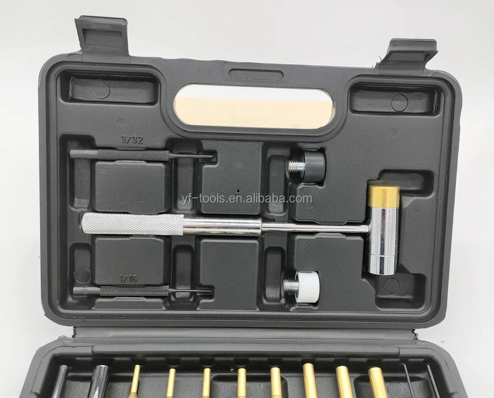 Brass Pin Punch Set with Hammer, Steel and Plastic, The Hammer Is Brass/Polymer Comes with A Carry Case, Gunsmithing Maintenance Punches