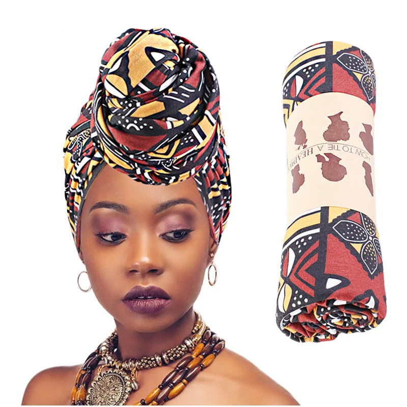 Wholesale Fashion Luxury Multi Usage African Ankara Women Head Wrap Headwraps Turban Hijab Scarf