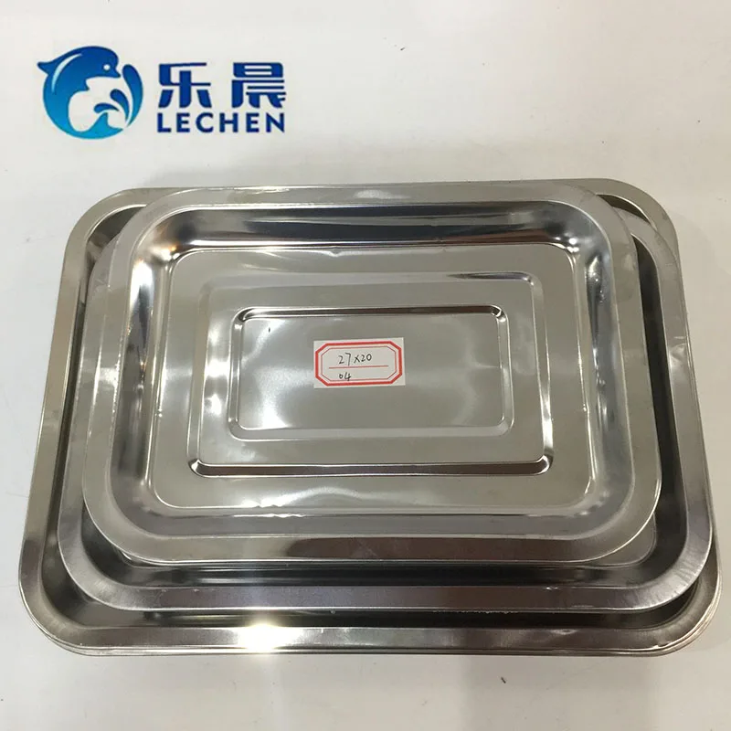 

Buffect Tray Stainless Steel Square Serving Tray ovenware Food Tray Kitchen barbecue plate, Primary color