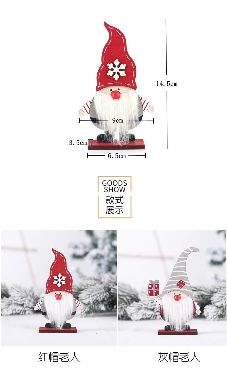 2022 New Christmas Wooden Santa Claus Ornaments Standing Desktop Decorations Christmas Xmax Ornament