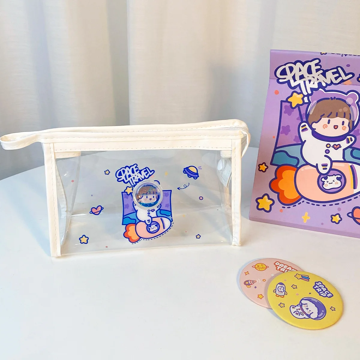 

wholesale kawaii mini clear makeup pouch girls transparent pvc womens lip gloss cosmetic bags & cases, Picture