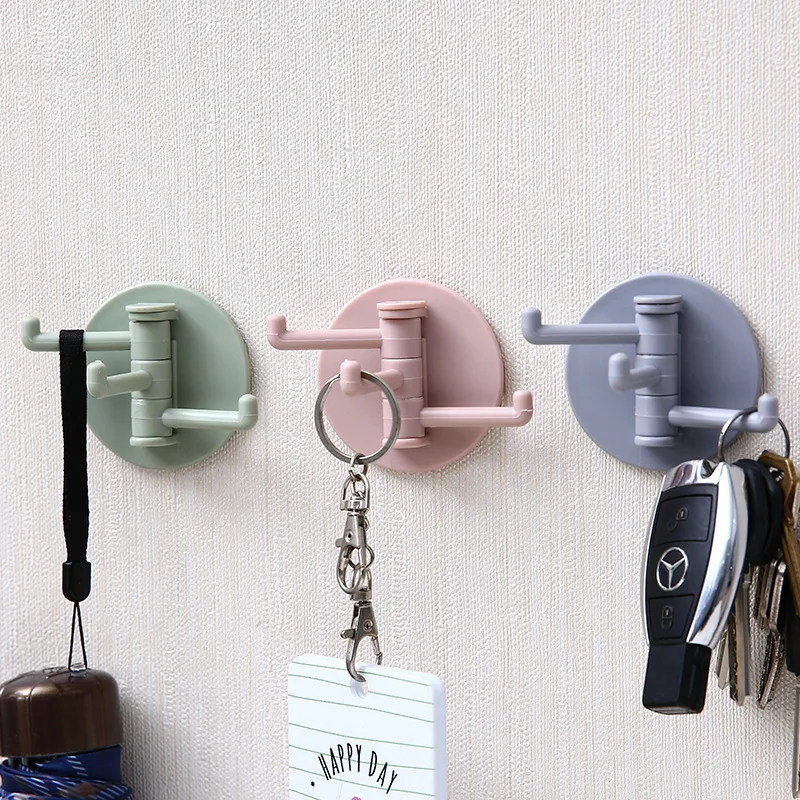 

Multifunctional Strong Rotating Sticky Wall Mount Hanging Hooks Hanger, Pink, gray, blue, green, beige