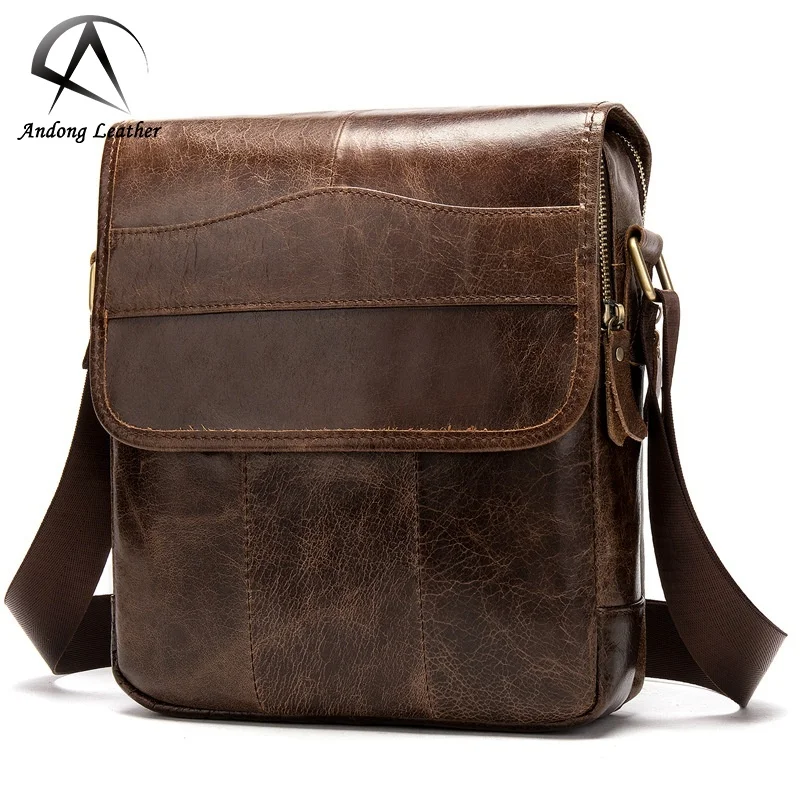 

Andong Shoulder Messenger Bags For Men Real Genuine Cow Leather Retro Fashion Sling Bag Casual Business Middle Size